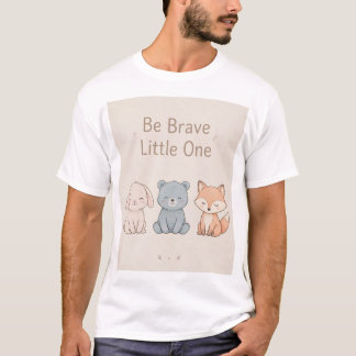 Söt kaninbjörnrävposter Var modig lilla en kid T Shirt