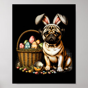 Söt kaninboxerhund Blommig påskägg Bysket Hund Poster