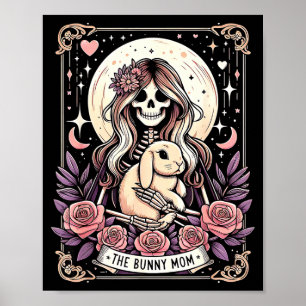 Söt kaninmamma tarotkort skelett måne med stjärnor poster