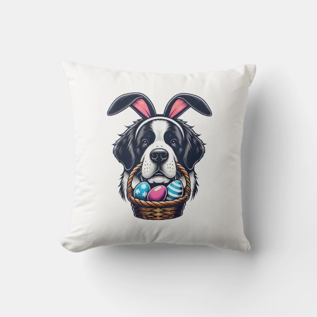 Söt kaninör Saint Bernard Hund Påskägg Ägare  Kudde (Framsida)