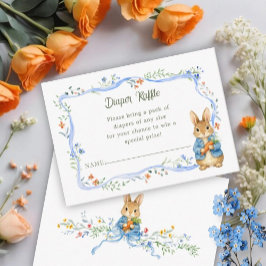 Söt kaninpojke med blått blomsterband Blöja-rea Tilläggskort