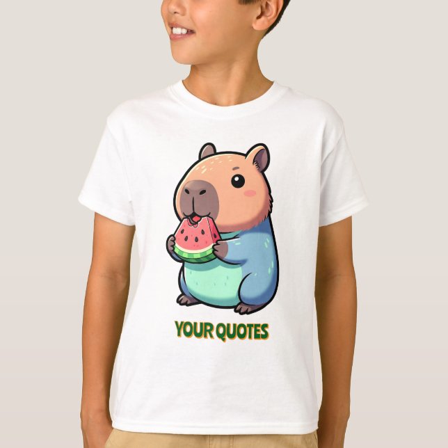 Söt Kapybar som äter vattenmelon T Shirt (Framsida)