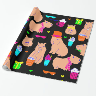 söt kapybara, lustigt, svart presentpapper