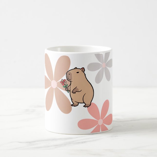 Söt Kapybara Med Blomma Kaffemugg (Center)