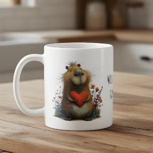 Söt Kapybara med hjärta Vill du vara min Valentine Kaffemugg