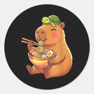 Söt Kapybara och Sköldpadda Ryggsäck Ramen Kawaii Runt Klistermärke