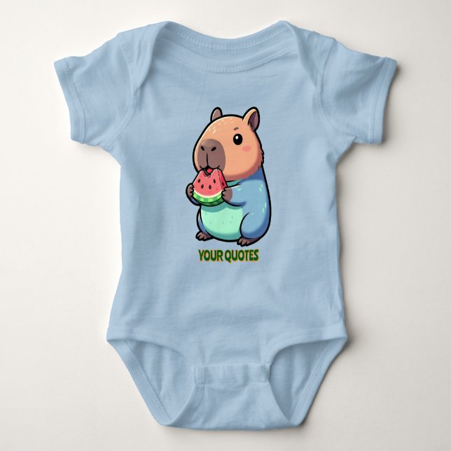 Söt Kapybara som äter vattenmelon T Shirt (Framsida)