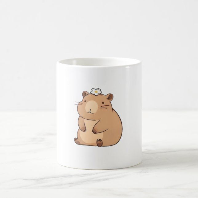 Söt Kapybaradjur med Tusenskönsblomma Kawaii Desig Kaffemugg (Center)