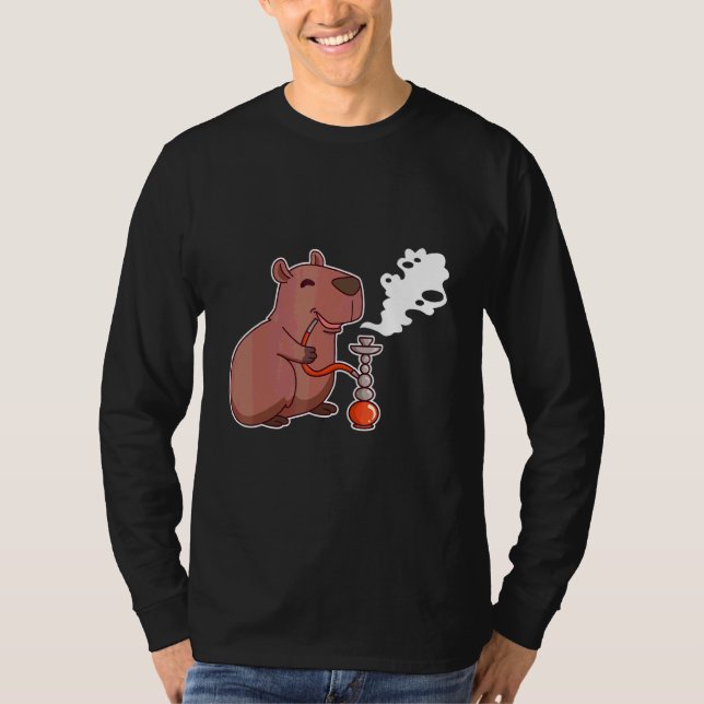 Söt Kapybararökande Hookah Shisha T Shirt (Framsida)