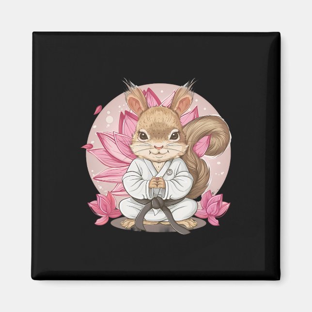 Söt karate-ekorre lotusblomma Kung Fu Mma spark Magnet (Framsidan)