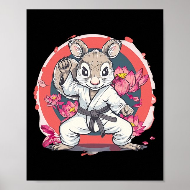 Söt Karate Ekorre Lotusblomma Mma Kickboxning K Poster (Framsidan)