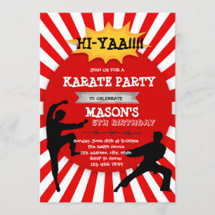 Söt karate pojke fest inbjudan