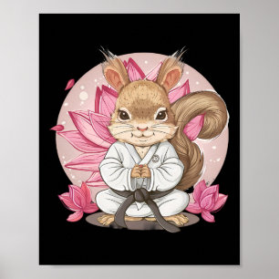 Söt karateekorre lotusblomma Kung Fu MMA spark Poster
