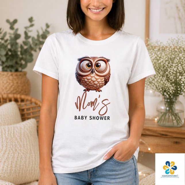 Söt karikatyr uggla baby boy shower t shirt (Cute Caricature Owl Baby Boy Shower T-Shirt)