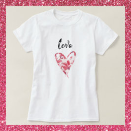 Söt Kärlek Blommigt Heart T Shirt
