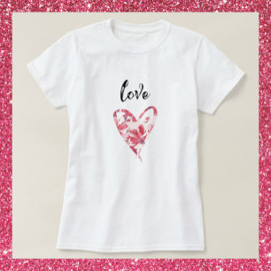Söt Kärlek Blommigt Heart T Shirt