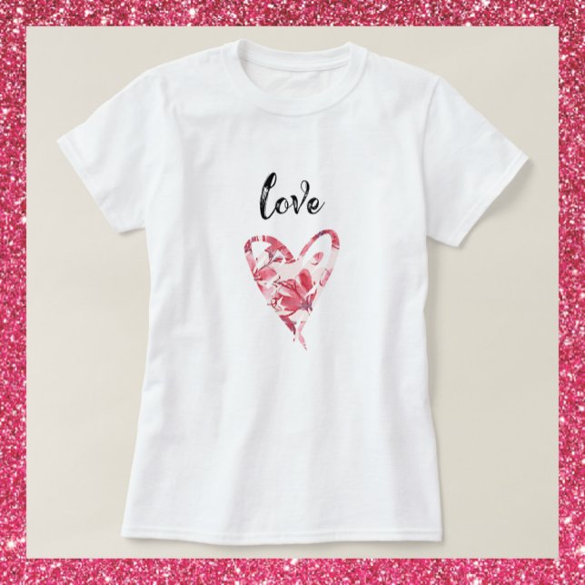 Söt Kärlek Blommigt Heart T Shirt (Skapare uppladdad)