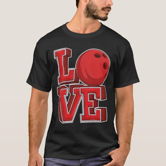 Söt kärlek bowling bowlare kvinnor flickor bowling t shirt (Framsida)