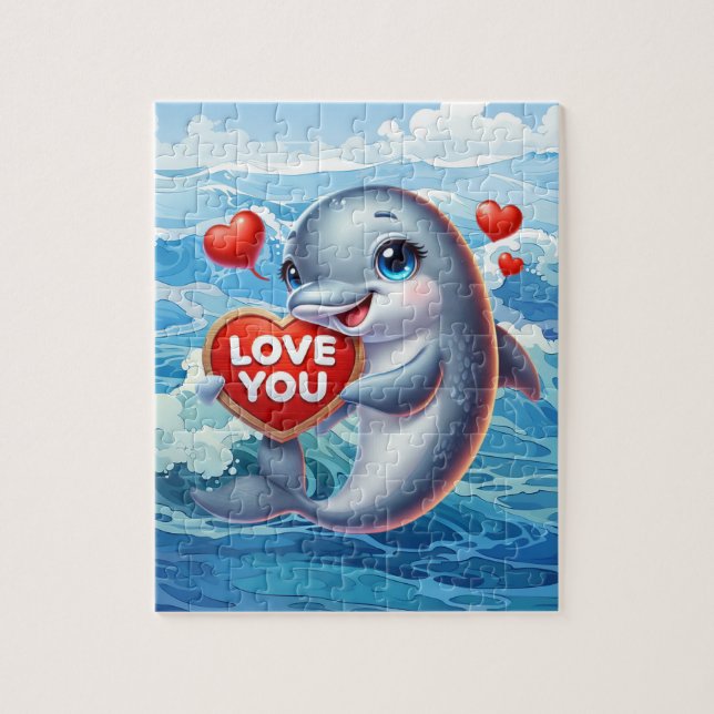 Söt kärlek delfin strand  pussel (Vertikal)