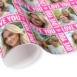 Söt Kärlek Du 4 Fotokollage Rosa Hjärtan Modern Presentpapper
