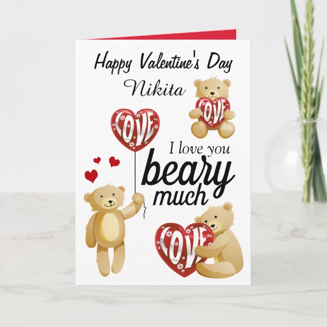 Söt kärlek du Beary Mycket Alla Hjärtans Dag Kort (Framsida)