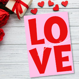 Söt kärlek du rosa rött hjärta Alla hjärtans dag  Helgkort