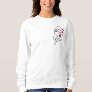 Söt kärlek ficka grafisk tecknad romantik Kvinnors T Shirt