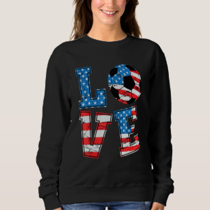 Söt kärlek fotboll Usa Flagga Kvinnor Flickor Fotb T Shirt