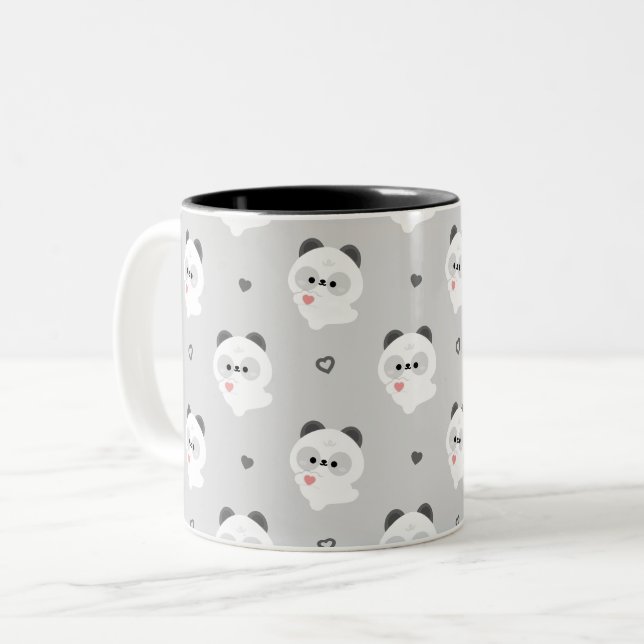 Söt kärlek panda Två-Tonad mugg (Framsida vänster)