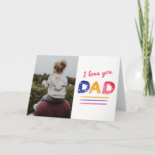Söt Kärlek pappa Bokstavsdesign Fader Foto  Kort (Framsida)