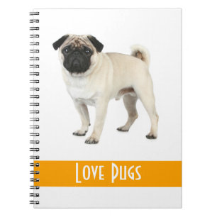 Söt kärlek Pug Valp Hund Anteckningsbok Med Spiral