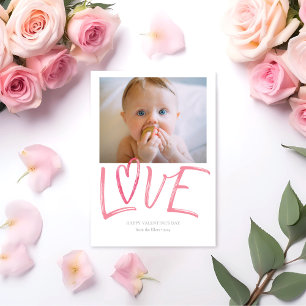 Söt "KÄRLEK" Rosa Watercolor Valentine Day Inbjudningar