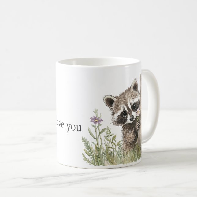 Söt kärlek tvättbjörn kaffemugg (Framsida höger)