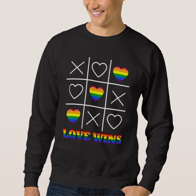 Söt Kärlek Vinner Lgbt Regnbåge Hjärta Pride Tic T Lång Ärmad Tröja (Framsida)