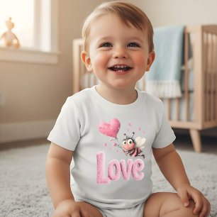 Söt Kärleksbi Rosa Hjärtan T Shirt