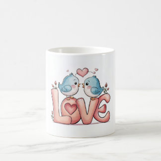 Söt Kärleksfågel Mugg - Romantiskt Koppel Kaffe Ko