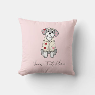 Söt kärlekshjärta schnauzer-design med långa öron kudde