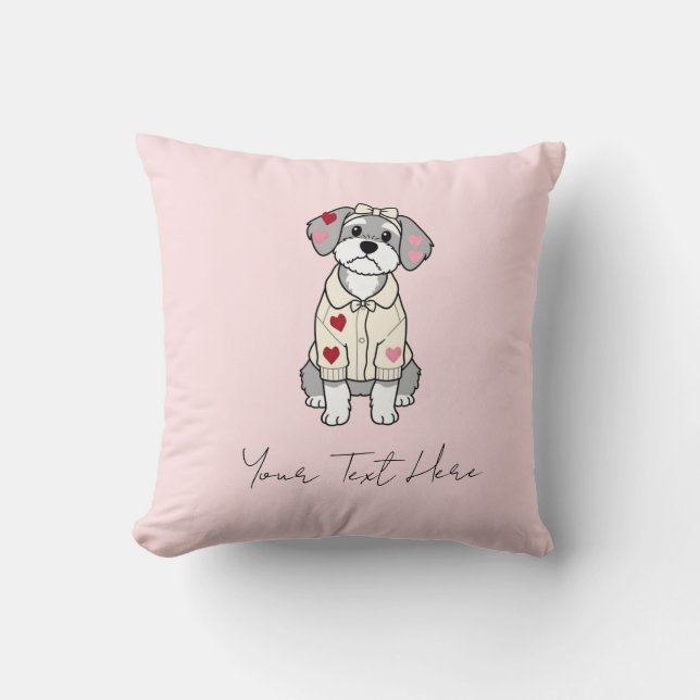 Söt kärlekshjärta schnauzer-design med långa öron kudde (Framsida)