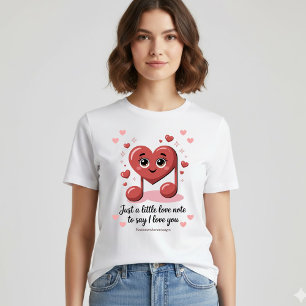 Söt kärleksnot musik hjärta jag älskar dig T-shirt