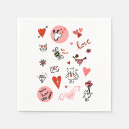 Söt kärleksteckning pappersservett