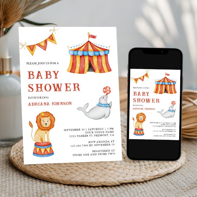 Söt Karneval Cirkus Baby Shower Inbjudningar (Skapare uppladdad)