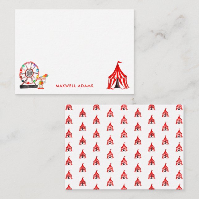 Söt karnevalscirkusshow Clowner Ballonger Barn Anteckningskort (Fram/baksida)