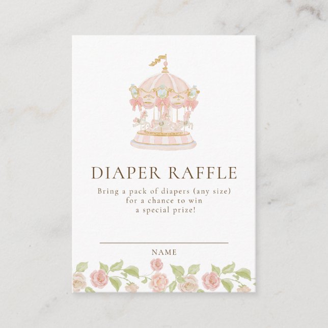Söt Karusell Blöja Lotteri Baby Shower Kort (Framsida)