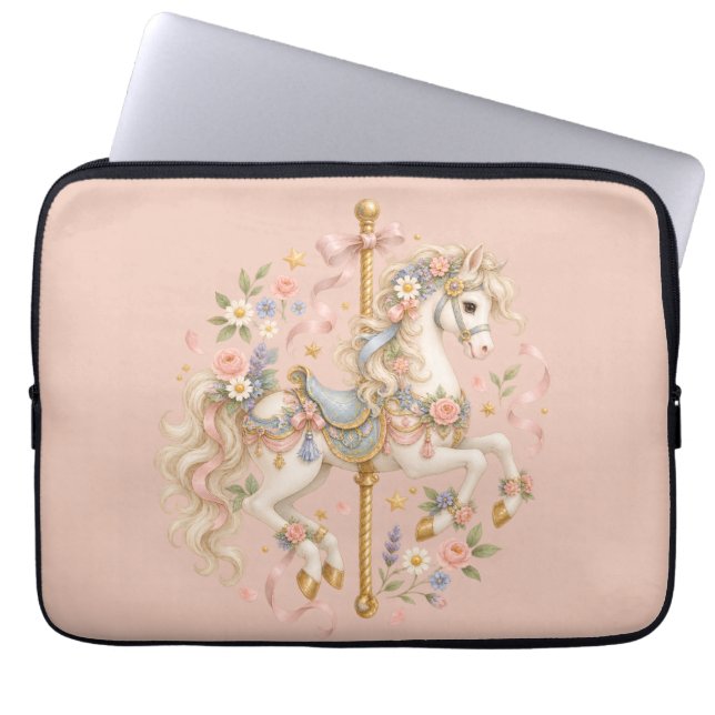Söt karusellhäst Vintagekonst Laptop Fodral (Framsidan)