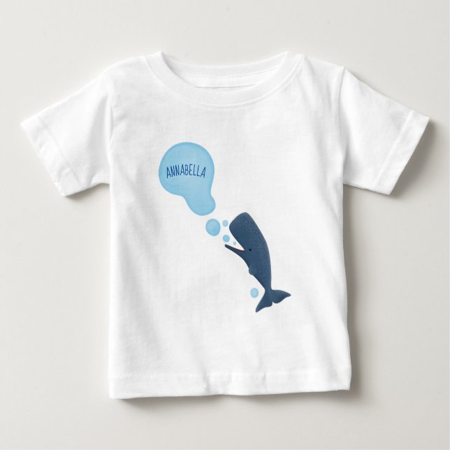 Söt kaskelot som blåser bubblor tecknad serie t shirt (Framsida)