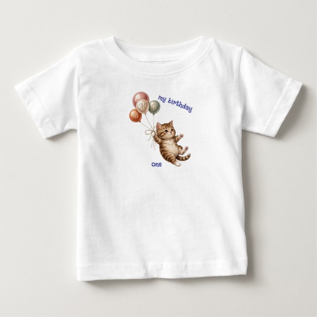 Söt katt 1-års födelsedags T-shirt (Framsida)
