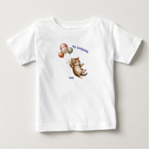 Söt katt 1-års födelsedags t-shirt