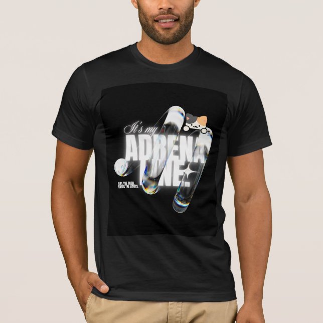Söt katt & Adrenalin-design t-shirt (Framsida)