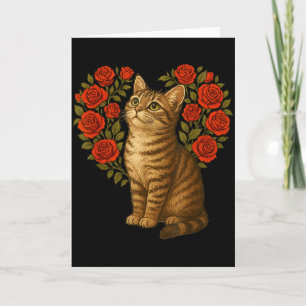 Söt katt Alla hjärtans dag Blommig hjärta Roliga k Kort