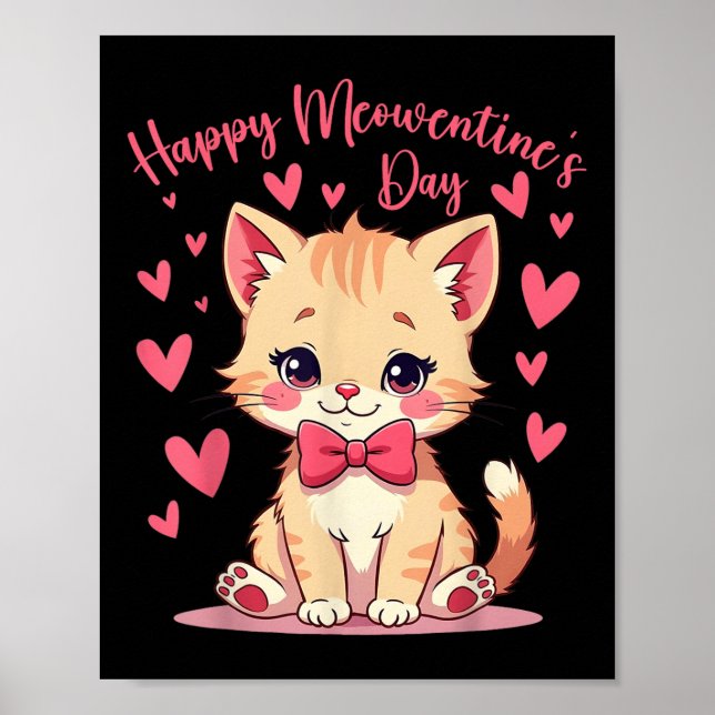 Söt Katt Alla Hjärtans Dag För Tjejer Kitty Rolig  Poster (Framsidan)